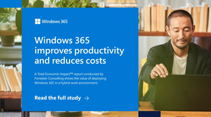 Man using laptop in a library. Title of study is next to him.